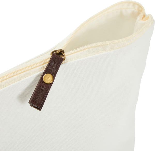 Juvale Canvas Makeup Bag - 6 Pack, 11.75 x 5.5 In, White Cotton - Travel Cosmetic & Toiletry Pouches with Zipper - Blank DIY Canvas Pouches for