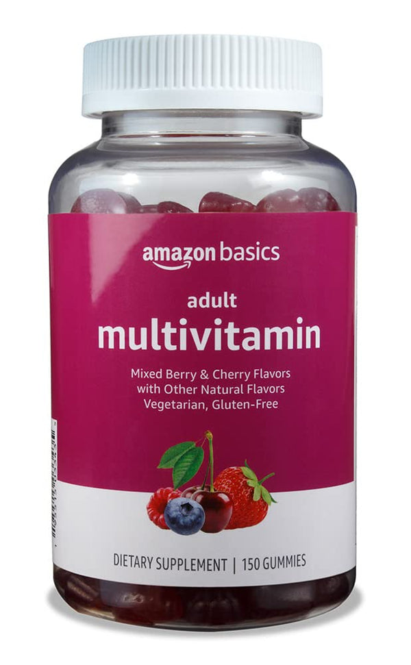 Amazon Basics Adult Multivitamin Gummies, Mixed Berry & Cherry Flavors, 150 Count, 75-Day Supply, Pack of 1 (Previously Solimo) 150 Count (Pack of 1)