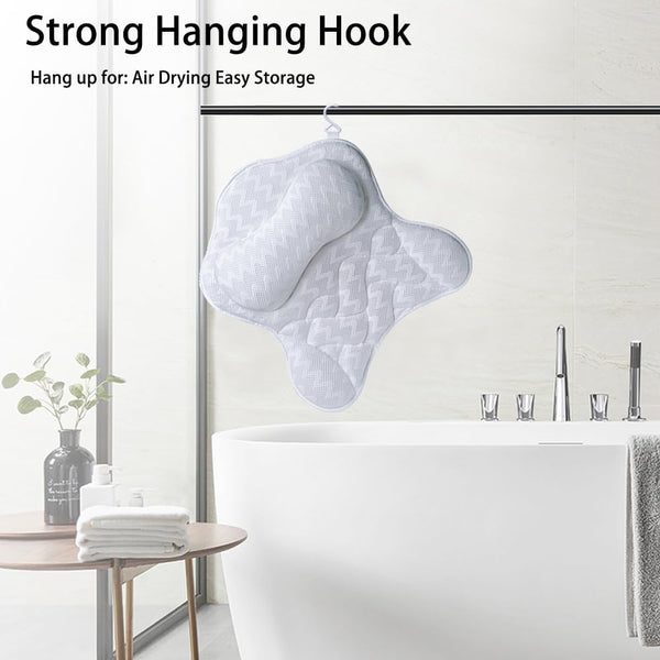 Bath Pillow, Tub Pillow for Bathtub Support Neck,Head and Back with Strong Non-Slip Suction Cups and Comfortabl 3D Airmesh Bath Pillow for Men and