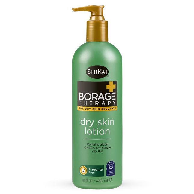 ShiKai Borage Therapy Dry Skin Lotion Body Moisturizer (16 oz) Unscented Skincare | Hydrating Lotion for Dry Hands & Bod