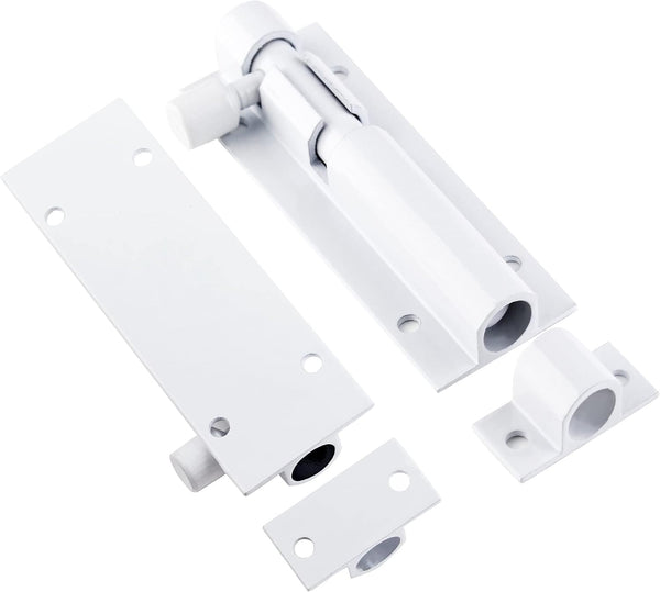 2 PCS Barrel Bolt Latch, 3 Inch, White, Aluminum Alloy | Heavy Duty Slide Lock, For Security Gate Slide Bolt, Garage Door Latches, Warehouse Shed