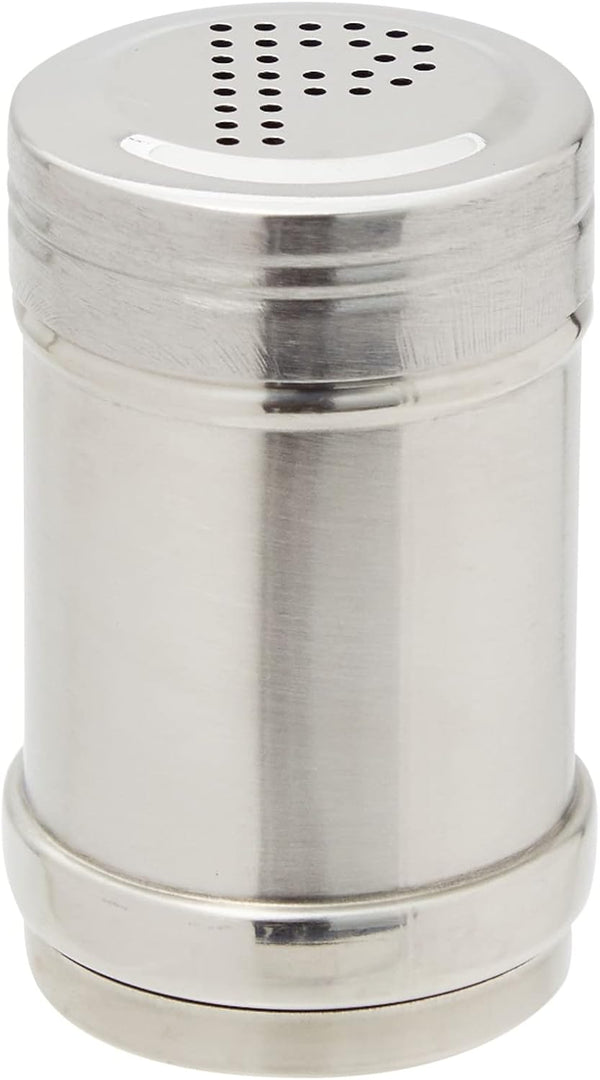 2 oz Stainless Steel Metal Salt and Pepper Shakers Set for Kitchen, Dinner Table, Cooking, Travel, Refillable, Perforated "S" and "P" Caps (3.5 in)