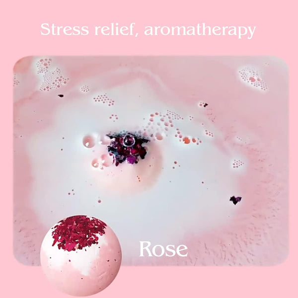 Dried Flower Bath Bombs Salt Balls,4 Pack Gift Set,Rose Extract Essential Oils,Moisturizing Dry Skin,Fizzy Spa,Relaxation,Self