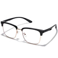 ZanyLen Blue Light Glasses Men Rectangle Large Browline Computer Gaming Glasses 01-52179-gold Clear