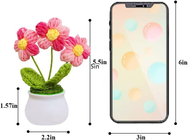 Cute Crochet Flowers for Mom,Handmade Knitted DIY Décor for Car Office Desk & Home Décor,Valentines Birthday Gifts for W