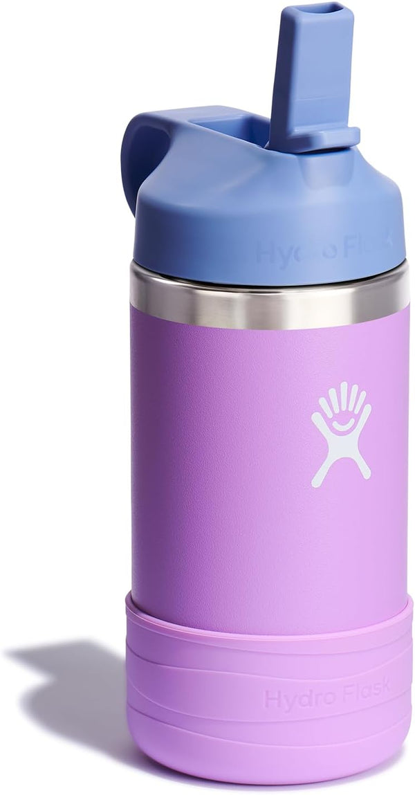 Hydro Flask Kids Water Bottle for School - Stainless Steel and Insulated with Straw Cap - 12 Oz in Anemone Purple ANEMONE 12 Ounces 12 Oz