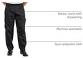 KNG Black Baggy Cargo Chef Pants for Men and Women – Drawstring Waist Large Black