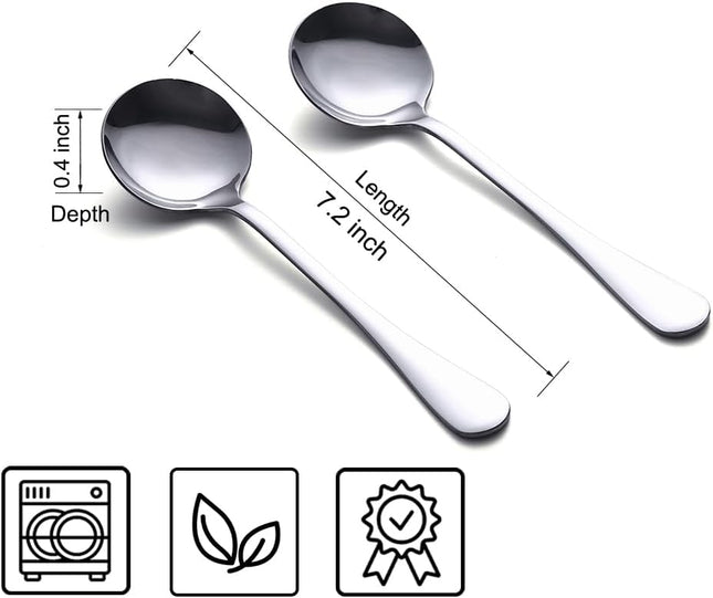 Soup Spoons, 8-Piece Stainless Steel Spoons Heavy-Weight Spoon Flatware