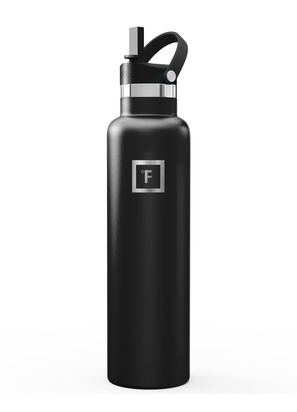 IRON °FLASK 24 oz Narrow Mouth Water Bottle with Straw | Insulated Stainless Steel Sports Water Bottle with Leakproof Straw Lid - BPA Free, Cold