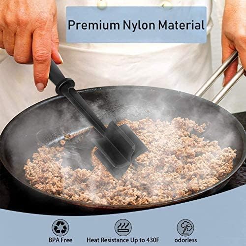 Meat Chopper, 5 Curve Blades Ground Beef Masher, Heat Resistant Meat Masher Tool for Hamburger Meat, Ground Beef, Turkey and More, Nylon Hamburger