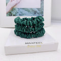 MAXFEEL 100% 22Momme Pure Mulberry Silk Hair Scrunchie Width 1.3cm with Elastic Band Women SIlk Hair Ties (1.3CM-Green-3PCS)