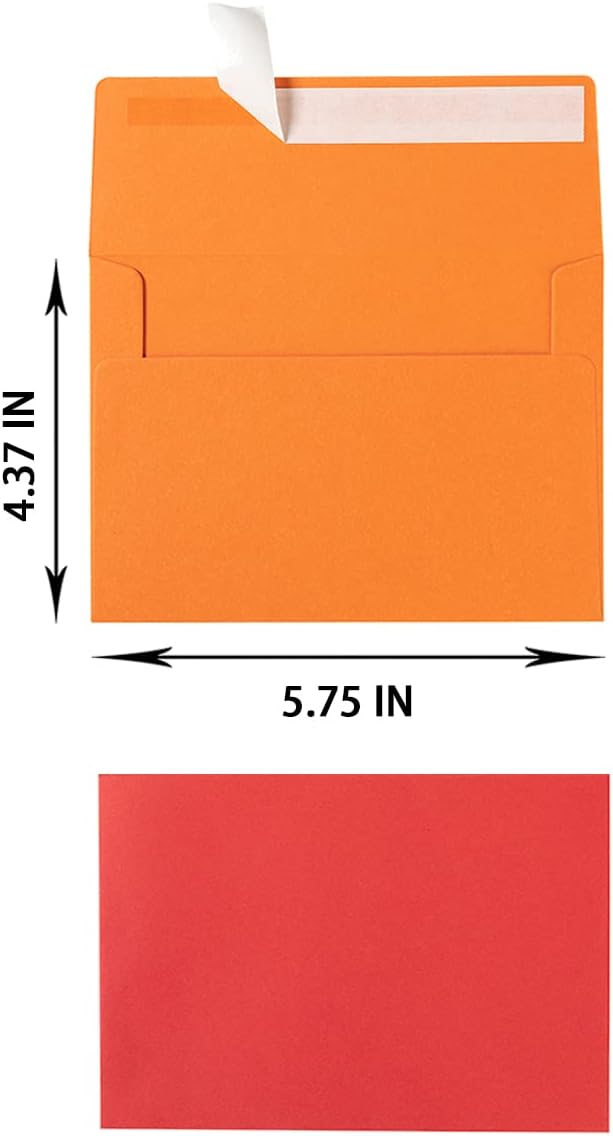 100 Pack A2 Colorful Invitation Envelopes Self-Adhesive, 4.37 x 5.75 Inches | For Wedding & Party Invitations, For Greeting Cards & Announcements,