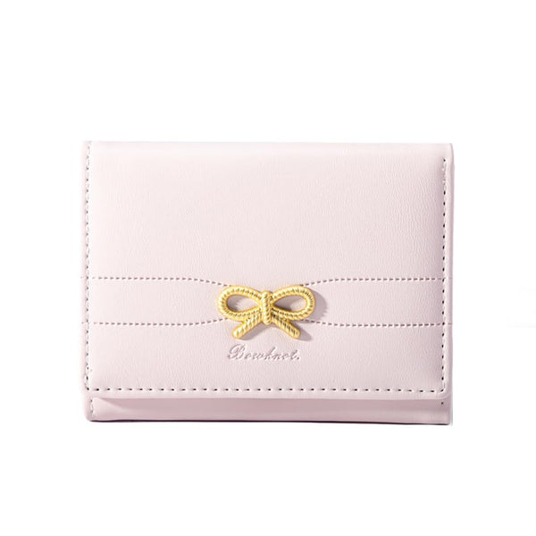 Cute Wallet Coquette Bow Small Wallet Tri-folded Aesthetic Bifold RFID Blocking Card Holder Leather Mini Short Coin Purse with ID Window for Women