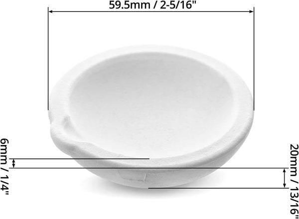 QWORK Ceramic Crucible Bowl, 4 Pcs Quartz Melting Dishes Pot for Melting Casting Refining Gold Silver Brass Alloy, 100G