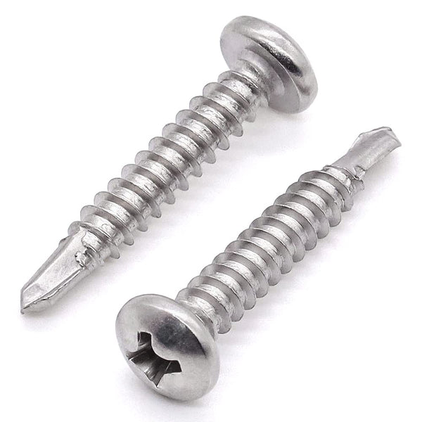 50pcs 2 x 1 Phillips Pan Head Self Drilling Screw, 410 Stainless Steel, Pan Head Quick Self Tapping Screws for Sheet Metal, Wood, Plastic,