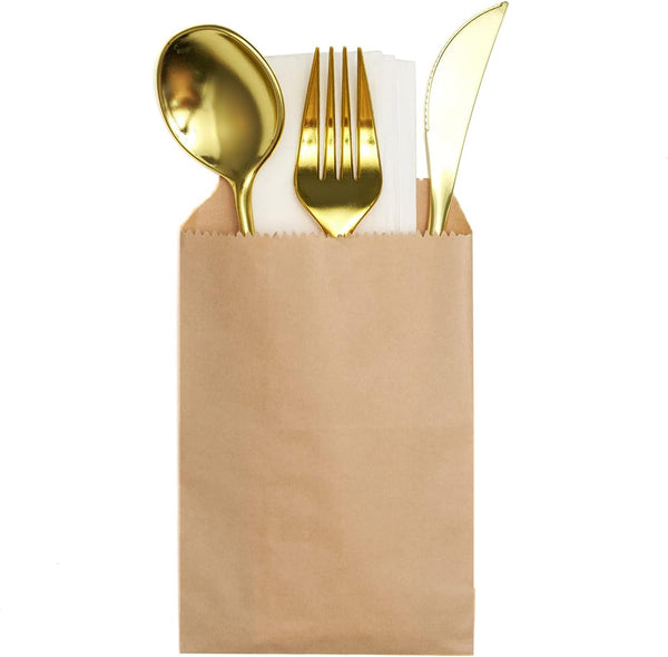 100-pack 3x5 Inches Mini Size Natural Kraft Paper Bags for Bakery Cookies Treats Snacks Popcorn Small Gift bag Brown-3x5 Inch