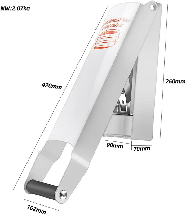 Aluminum Can Compactor White – 8/12/16OZ Metal Can Crusher Heavy-Duty Wall-Mounted Smasher for Aluminum Seltzer, Soda, Beer Cans and Bottles for