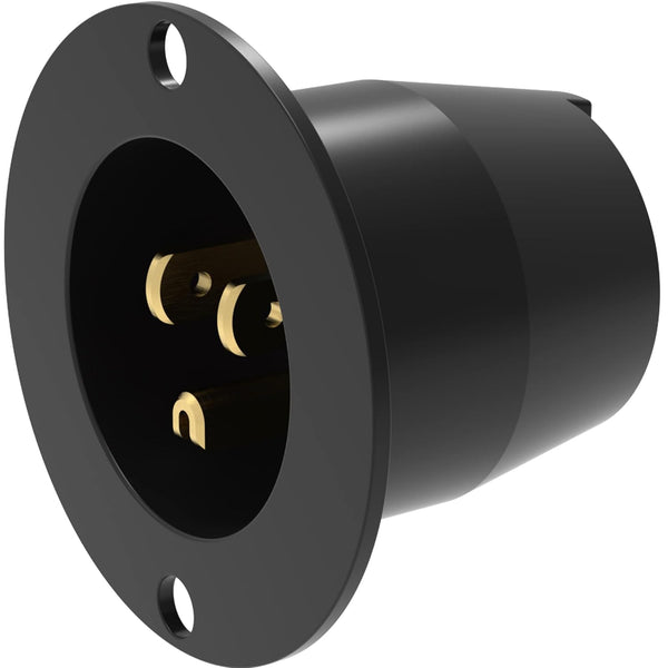 Journeyman-Pro 5278 15 Amp 120-125 Volt, NEMA 5-15 Flanged Inlet, Black Commercial Grade, 2 Pole-3 Wire, Straight Blade Plug Charger Receptacle No
