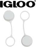 Igloo Cooler Threaded Drain Plug Caps with Plastic Tether 20049 White Small