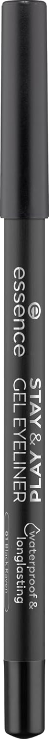 essence Stay & Play Gel Eyeliner Pencil (01 | Black Raven), Vegan | Waterproof & Smudge-proof, Smooth Glide, Highly Pigmented, Cream Formula;