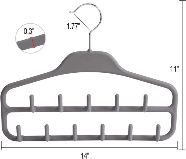 Belt Hanger Rack Holder for Closet, Sturdy Belt Organizer with 360 Degree Swivel, 11 Large Sturdy Belt Hooks, Non Slip Rubberized Belt Storage,