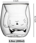 ANSQU Cute Mug Cat Tea Double Wall Glass Coffee Mugs, Espresso Shot Glass, Milk Mug (200 ml/6.8 oz), Personal Birthday Gifts and Holiday Gifts