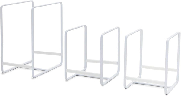 Juvale 3-Piece Plate Organizer - Space-Saving Cabinet Storage & Dish Storage Rack - Plate Stand & Pot Lid Holder - Pack of 3, White, 1 Large & 2 Small