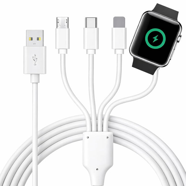 4 in 1 Watch & Phone Charger Cable, Multi Charging Cord, Fast Magnetic Cable USB Type C for Apple Watch, Iphone, Pods, A