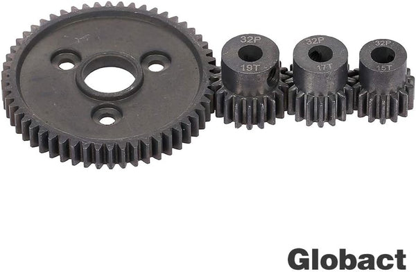 Globact 54T 0.8 32 Pitch Metal Steel 3956 Spur Gear with 15T/17T/19T Pinions Gear Set for Traxxas Slash 4x4 4WD/2WD VXL Rally VXL Stampede 4x4