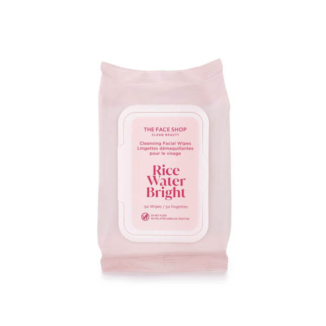 The Face Shop Rice Water Bright Makeup Remover Wipes for Face with Rice Extract,