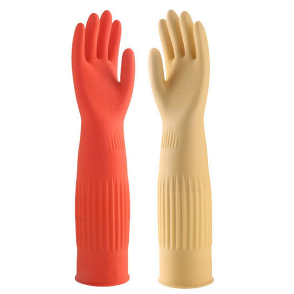 Household Dishwashing Cleaning Rubber Gloves 2 Pairs, Reusable Waterproof Kitchen Gloves Non-Slip Cleaning Gloves
