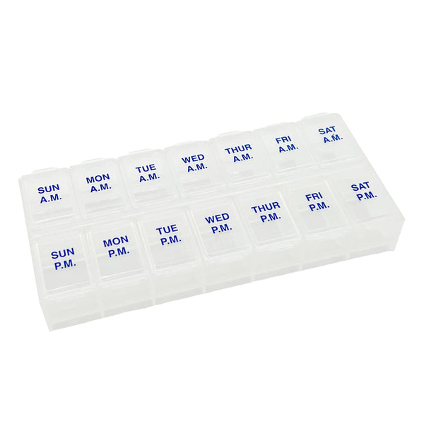 Ezy Dose Weekly 7-Day AM/PM Pill Organizer, Vitamin Case and Medicine Box, Medium Compartments for Twice-Daily Dosing, Natural Color Design,
