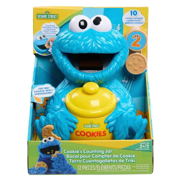 Sesame Street Cookie's Counting Jar, 12-Pieces, 20+ Phrases and Sounds, Learning and Education, Kids Toys for Ages 2 Up by Just Play
