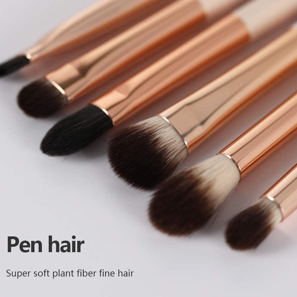 Eye Makeup Brush Set, 6 Pcs Professional Blending Eyeshadow Makeup Brushes for Concealer Eyebrows Eyeliner, Soft Hairs & Wood Handle Baby Pink 6pcs