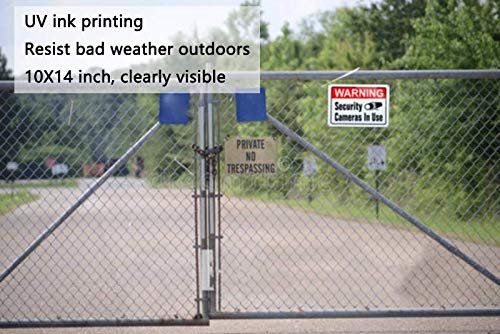 Large Video Surveillance Sign, Security Cameras In Use, 10x14, 2 Pack | UV Printed Rust-Free Aluminum; Weatherproof For Home, Business, Gate,
