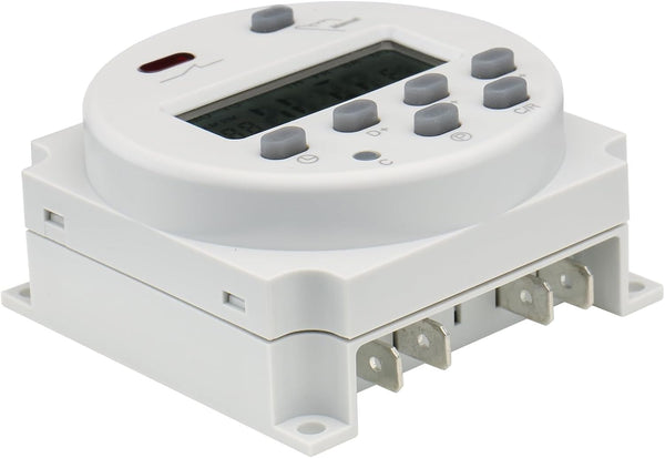 Baomain Time Switch Relay,Digital LCD Programmable Timer,110V AC Input,200-250V 16A Output,28 Programs Daily/Weekly Schedule,CN101A for Lighting