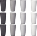 US Acrylic Newport 20 Ounce Unbreakable Plastic Stackable Water Tumblers in Grey Stone | Set of 12 Drinking Cups | Reusable, Bpa-Free, Made in the