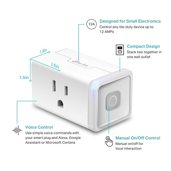 Kasa Smart Plug HS103P4, Wi-Fi Outlet Works with Alexa, Echo, Google Home & IFTTT, No Hub Required, Remote Control, 15 Amp, UL Certified, 4-Pack,