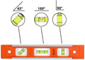 2pcs 9 inch Aluminum-Sided Magnetic Torpedo Level, Box Level Spirit Bubble level - Orange
