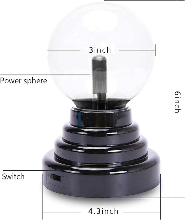 Plasma Ball/Light/Lamp, Static Electricity Globe Electric Lightning Ball, Touch Sensitive, USB Powered, Amazing Gift for Parties, Birthday and