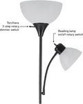 Globe Electric 67135 72" Floor Lamp with Adjustable Reading Light, Bright, Easy-to-Assemble Torchiere for Bedroom, Living Room & Office -