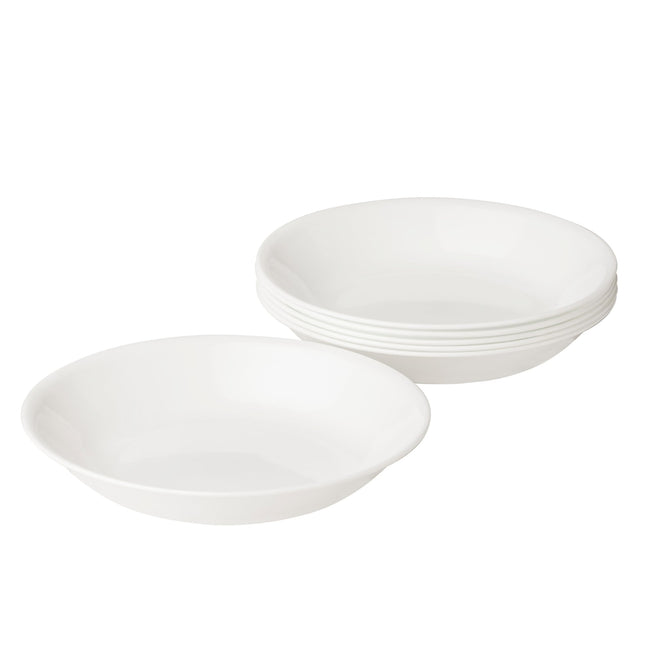 Corelle Vitrelle 6-Piece Bowl Set, Triple Layer Glass and Chip Resistant, 20-Oz Lightweight round Bowls, Winter Frost Wh