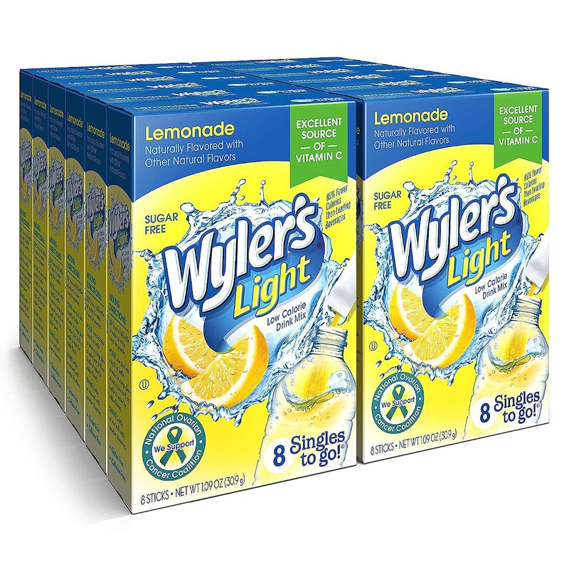 Wyler'S Light Singles to Go Powder Packets, Water Drink Mix, Lemonade, 12 Boxes, 8 Servings per Box, 96 Total Servings