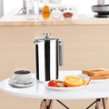Secura French Press Coffee Maker, 304 Grade Stainless Steel Insulated Coffee Press with 2 Extra Screens, 50oz (1.5 Litre), Silver Silver 50 oz