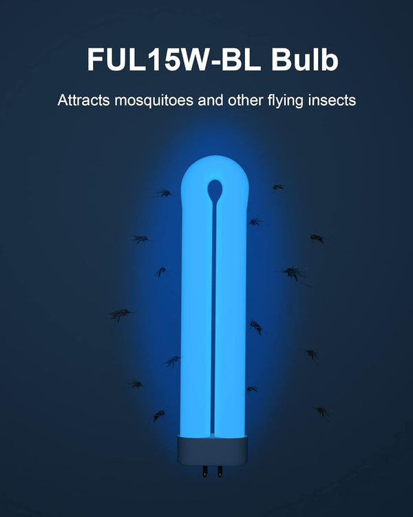 Bug Zapper Light Bulb Replacement for 15W Bug Zapper with 4-Pin Base, Ful 15W-BL U Shaped Twin Tube Bulb for Outdoor Mosquito Zapper, 1 Pack