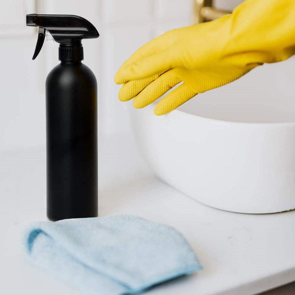 Cindy's Tape Plastic Spray Bottles Black for Cleaning Solutions 16 oz (Pack of 4), Heavy Duty Opaque Refillable Reusable Empty anti-degradation