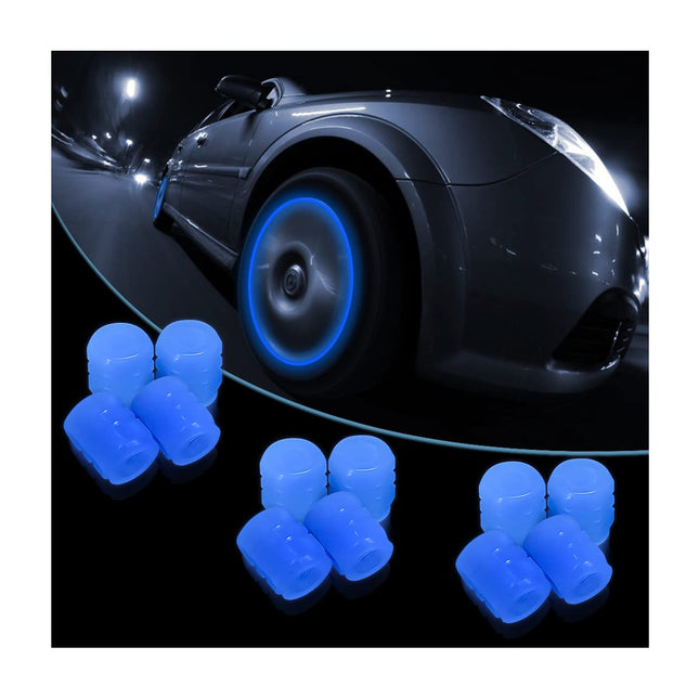 Luminous Tire Valve Stem Caps for Car, 12PCS Fluorescent Glow in the Dark Air Caps Cover, Illuminated Corrosion Resistan