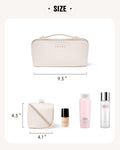 EACHY Travel Makeup Bag, Large Capacity Cosmetic Bag for Women, Waterproof PU Leather, Flat Open Portable Toiletry Bag for Skincare, Brushes &