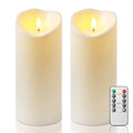 Homemory 4"x9" Outdoor Waterproof Flameless Candles with Timers and Remote Control, Battery Operated Candles, LED Plastic Candles, Ivory White,