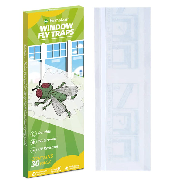Kensizer 30-Pack Window Fly Traps for Indoors, House Fly Trap | Fruit Fly Traps for Indoors, Paper Sticky Strips, Fly Catcher Clear Windows Trap,
